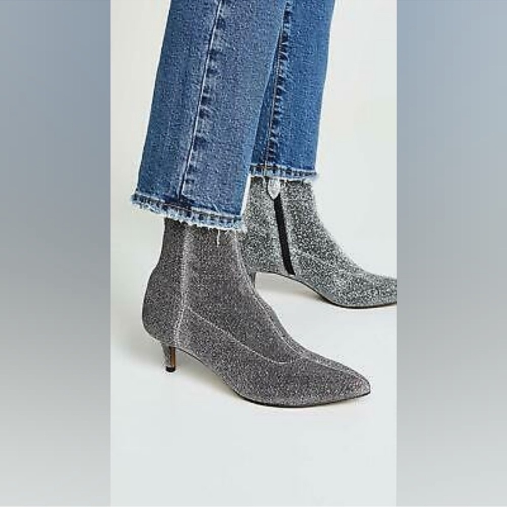 REBECCA MINKOFF Sayres Glitter Sock Boots whimsical designer school Size 8